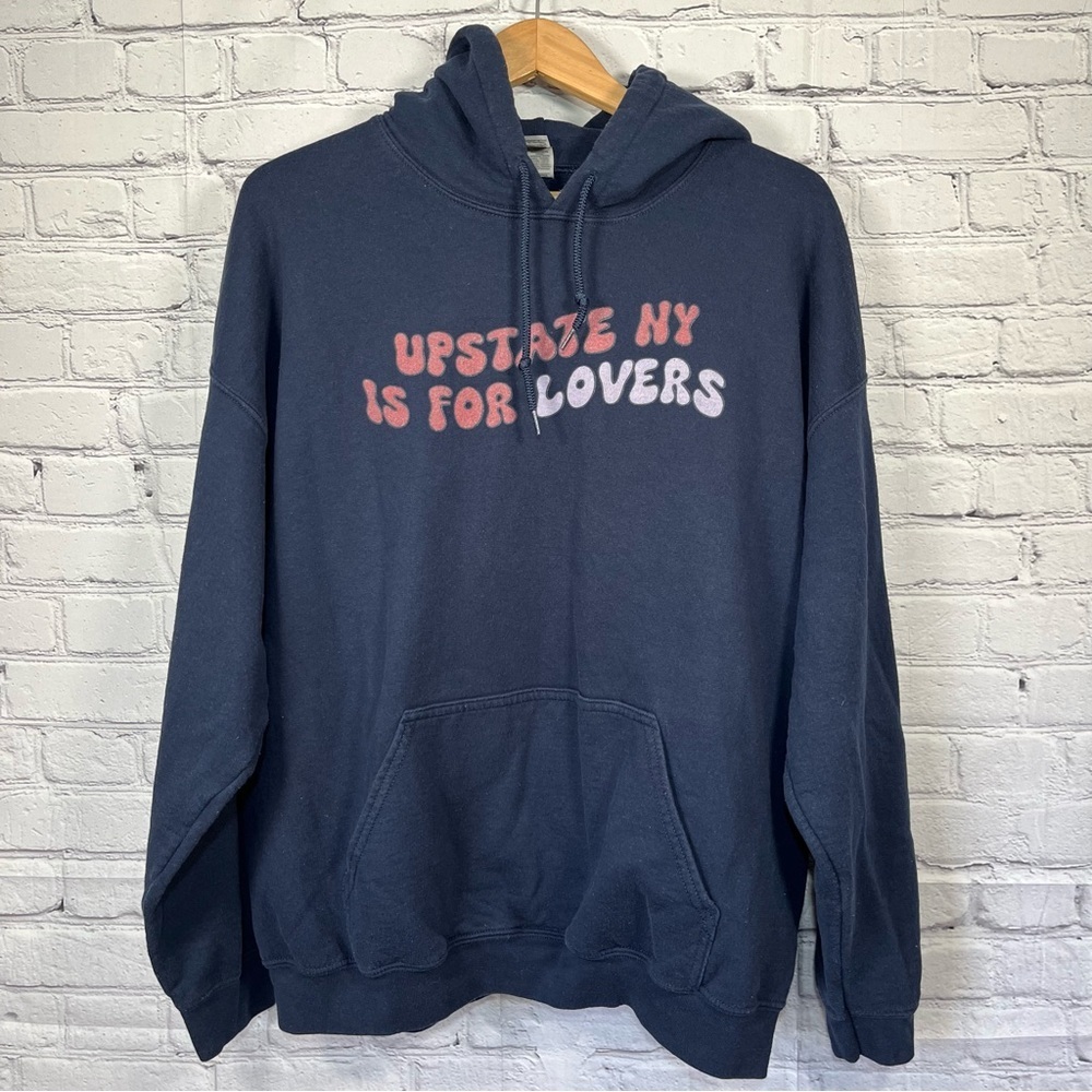 Upstate NY is for Lovers Sweatshirt Mens Size XL Blue Hoodie